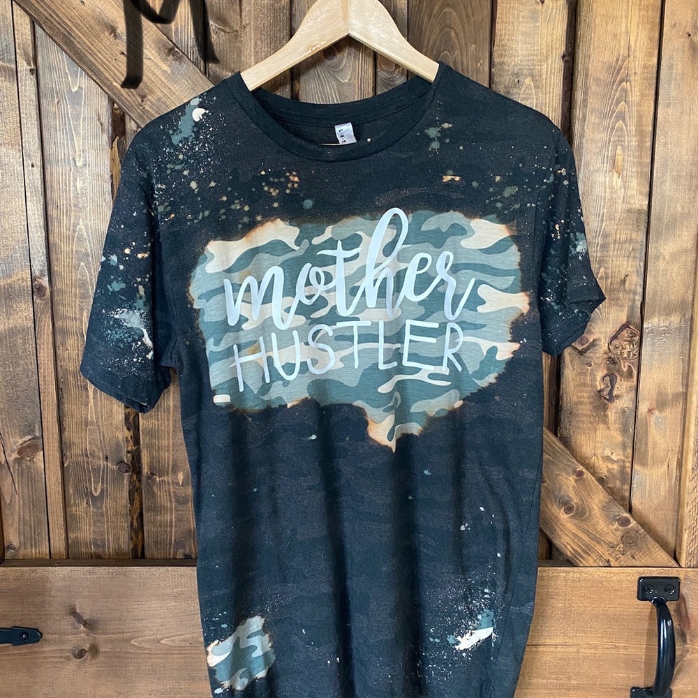 Mother Hustler Bleached Camo Tee Distressed M